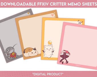 FFXIV Cute Critter Memo Sheets *DIGITAL DOWNLOAD* | Final Fantasy | Notes, Reminders, Planning & Journaling | Printable Notepad Pages