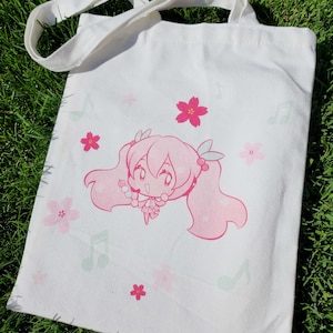 Sakura Miku Tote | Hatsune Miku VOCALOID Canvas Bag Accessory Apparel