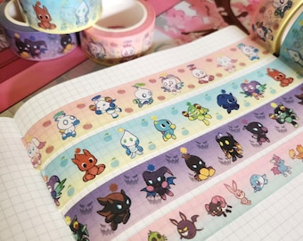 Chao Garden Washi Tape Set | Neutral, Hero, Dark | Funny & Cute Sonic Stationery | Journaling