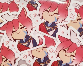 FFXIV Sticker Crystal Exarch &quot;Pet the Cat&quot; Chibi | Final Fantasy XIV |