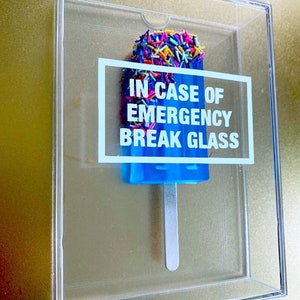 Resin Popsicle, Sprinkle Popsicle, In Case of Emergency Break Glass, Acrylic Shadow Box, Resin Pop Art, Food Pop Art, Ice Cream Art image 1