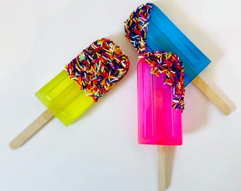 Resin Popsicle, Sprinkle Art, Neon Pop Art, Resin Food Art, Unique Tabletop Art, Popsicle Art, Resin Pop Art, Food Pop Art, Ice Cream Art