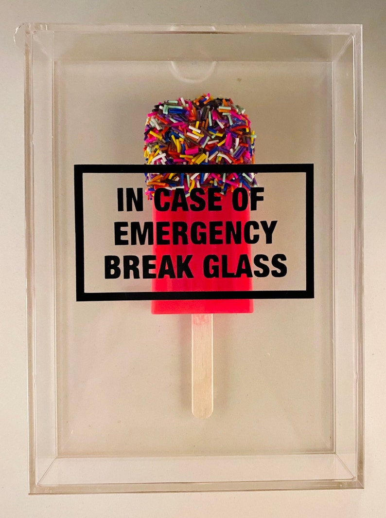 Resin Popsicle, Sprinkle Popsicle, In Case of Emergency Break Glass, Acrylic Shadow Box, Resin Pop Art, Food Pop Art, Ice Cream Art image 6