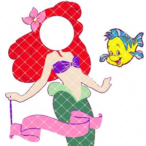Fichier SVG La petite sirène Ariel et plie pour hublot de porte croisière Disney