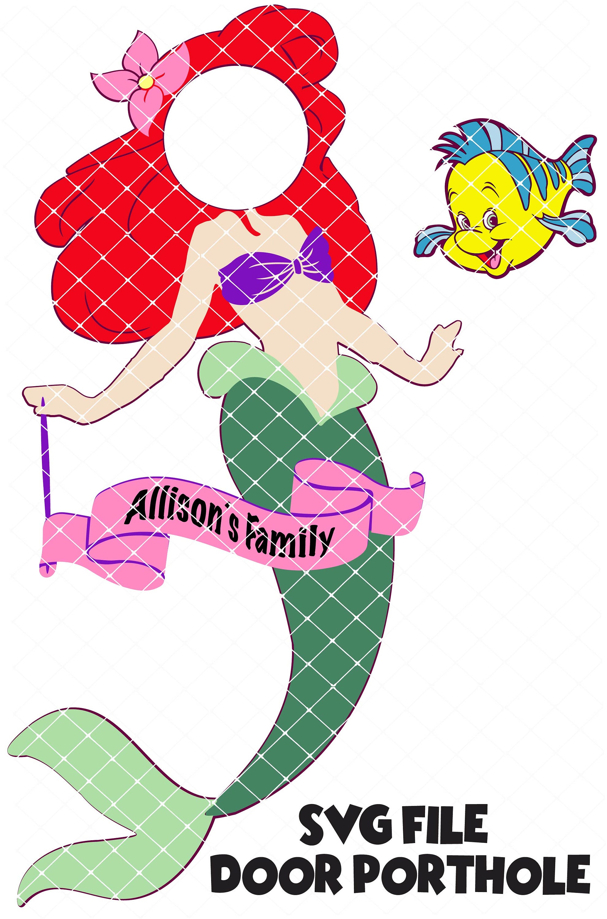 The Little Mermaid Ariel and Flounder SVG File for Disney Cruise
