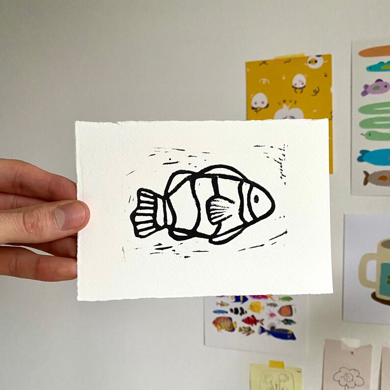 Fish Lino Prints // Fish Printing Fish Prints Colourful Fish Etsy