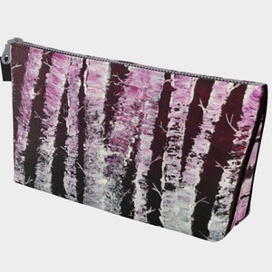 Borsa per il trucco con cerniera in betulla viola / Porta tutto il sacchetto