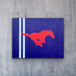 Pintura SMU Mustang Dallas Texas, Pony Express, Southern Methodist, College Football, Original Peruna Art Southern Methodist University,
