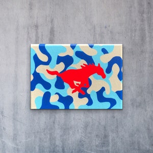 SMU Mustangs Painting Camouflage Print, Gift for him, Peruna Art, College Art for alumni, SMU Football Fan Art