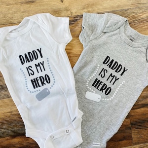 Daddy Is My Hero Baby Bodysuit - Military Baby Outfit - Patriot Baby - Army Baby - Military Baby Gift - Military Family - Hero Baby Gift