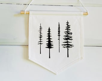 Bomen natuur muur banner - bos kinderkamer kunst aan de muur - kinderen muur banner - wildernis kinderkamer decor - jongenskamer decor - jongens kinderkamer natuur