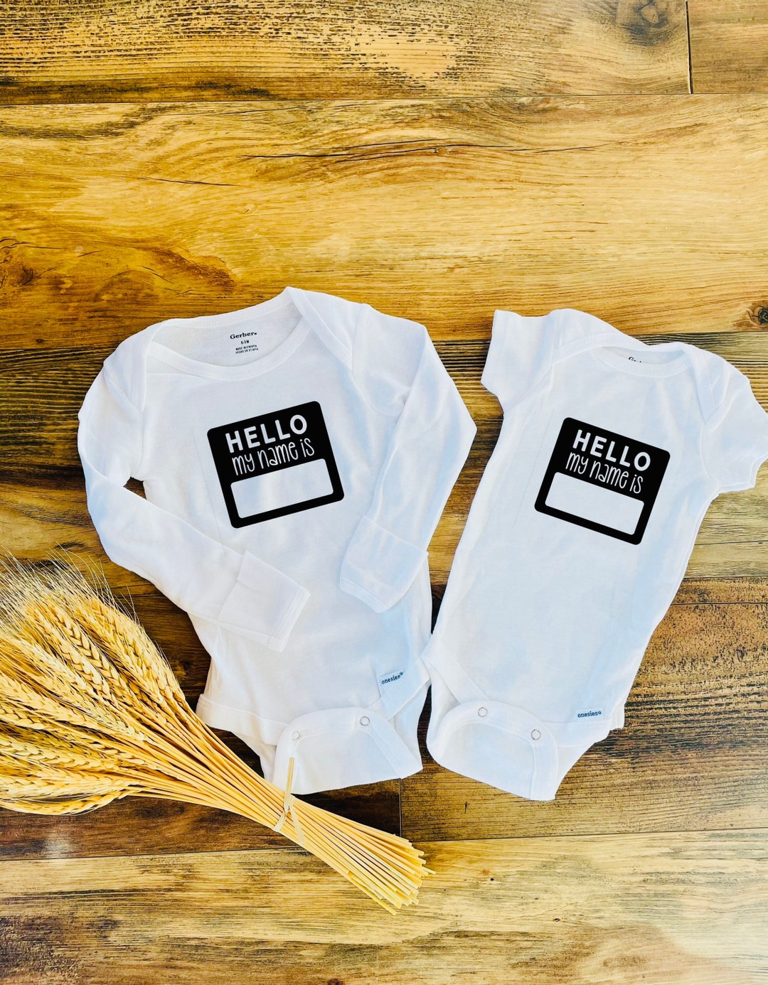 Hello My Name is Baby Bodysuit Baby Announcement Outfit Etsy