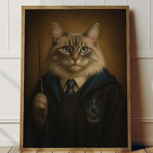 Retrato de gato personalizado de Harry Potter, arte de mascota personalizado (descarga digital)