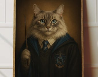 Portrait personnalisé de chat Harry Potter, art personnalisé pour animaux de compagnie (téléchargement numérique)