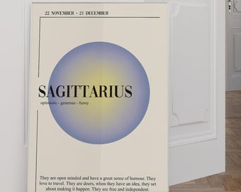 Affiche du signe astrologique du Sagittaire : oeuvre d'art murale tendance (téléchargement numérique)