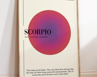 Poster signe astrologique du Scorpion : oeuvre d'art murale tendance (téléchargement numérique)