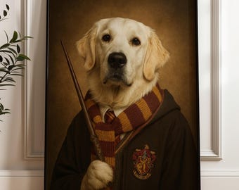 Portrait personnalisé d'animal de compagnie Harry Potter, art de chien personnalisé (téléchargement numérique)
