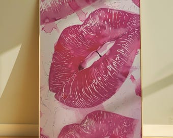 Impression d'art lèvres roses : affiche des lèvres de la femme maximaliste (téléchargement numérique