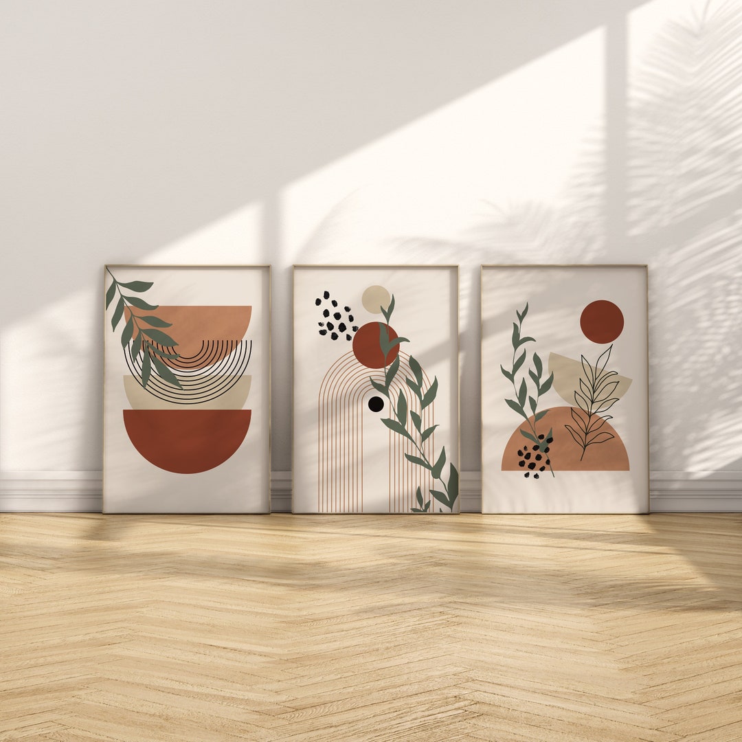 Boho Abstract Wall Art Prints Boho Wall Decor Set of 3 Prints Scandi ...