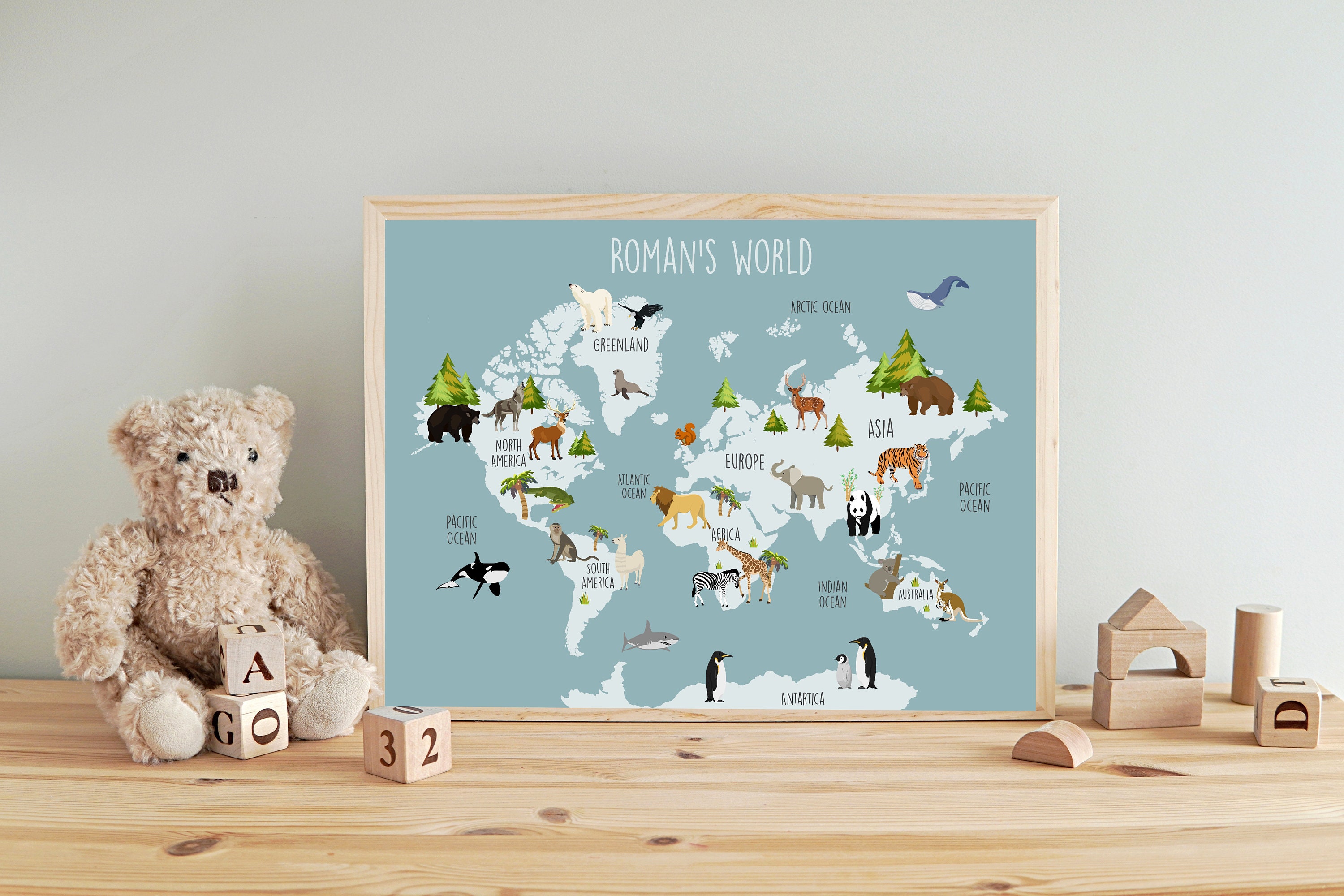 Personalised World Map Children's Map Educational Map | Etsy