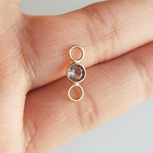 Mystic Topaz/18k solid gold connector charm/Mystic topaz connector charm/Connectors for necklace/November birthstone charm/Gift for her