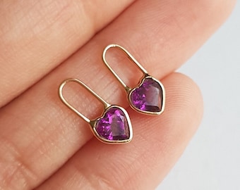 Paar 18k massief gouden rhodolietoorbellen bedel/casual wear handgemaakte sierlijke rhodolietbedels voor oorbellen/omlijsting/cadeau voor haar