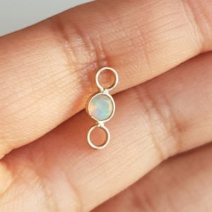 Opal/18k solid gold connector charm/Opal connector charm/Small connectors charms for necklace/October birthstone charm/Gift for her