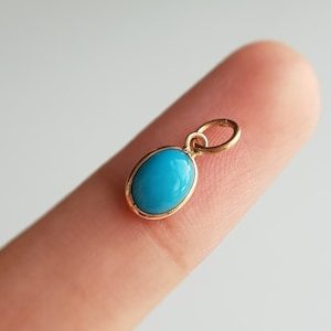 18k solid gold/Turquoise charm/Dainty handmade charm/Natural turquoise gold charm pendant/December birthstone/Made for gifting/Gift for her
