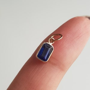 Kyanite/18k gold charm pendant/Emerald cut kyanite charm/Dainty delicate small handmade charm/Anniversary gift/Gift for your loved ones