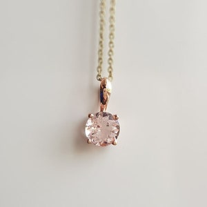 14k solid gold/Natural morganite gold charm/Round shaped morganite/Minimal casual wear handmade gold charm/November birthstone/Gift for her