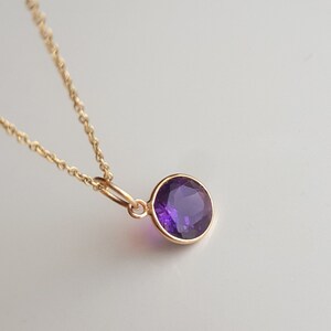 18k solid gold/Amethyst charm/Handmade amethyst charm/Natural amethyst lightweight gold pendant/February birthstone charm//Gift for her