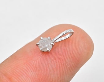 Wisiorek z zawieszką z diamentem o średnicy 4,30 mm w kształcie okręgu/Wisiorek z diamentem z litego białego złota 14k/Wisiorek z diamentem dla kobiet/Kamień urodzinowy kwietnia/Prezent dla niej