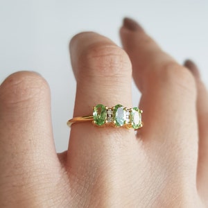 Natural Tsavorite 14K Solid Gold Diamond Ring/Stylish Victorian Prong Setting Ring For Women/Wedding Ring/January Birthstone/Gift For Her