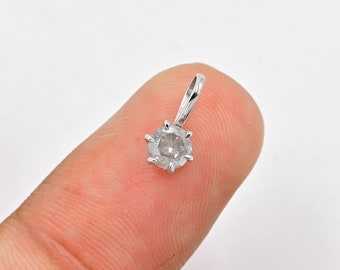 Okrągły wisiorek z diamentem dla niej/Złoty wisiorek z diamentem/Wisiorek z białego złota 14k z zawieszką z diamentem/Kamień urodzinowy kwietnia/Wisiorek ślubny/Prezent dla niej