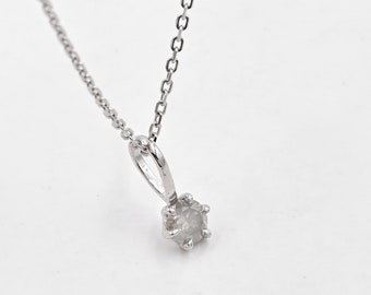 Wisiorek z diamentami dla kobiet/Zawieszka z diamentami/14-karatowe białe złoto/Zawieszka z zawieszką z diamentem/Kamień urodzinowy kwietnia/Prezent na rocznicę/Prezent dla niej
