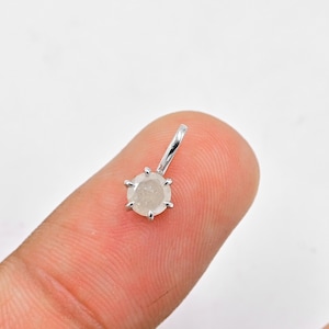 Diamond Gold Pendant/Round Cut Diamond Prong Set Solitaire Pendant/14k Solid White Gold Diamond Pendant/Diamond Charm Pendant/Gift For Her