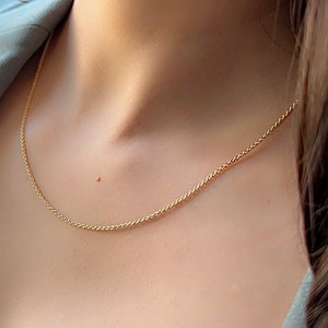 14k solid gold chain/Cable gold chain necklace/Thin 14k solid gold chain for pendant/Chains for charms/Gift for her