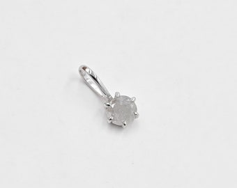 Klasyczny wisiorek z diamentem/Wisiorek z diamentem z 14-karatowego białego złota/Delikatny wisiorek z diamentem dla kobiet/Kamień urodzinowy na kwiecień/Prezent urodzinowy/Prezent dla niej