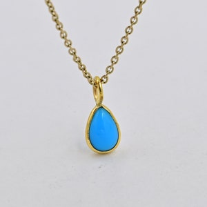 Natural Turquoise Gold Charm Pendant/18k Solid Gold/December Birthstone/Bezel Setting/Dainty Handmade Charm/Anniversary Gift/Gift For Her