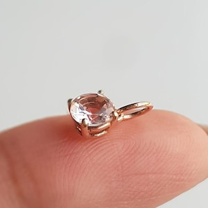 14k solid gold/Natural morganite gold charm/Round shaped morganite/Minimal casual wear handmade gold charm/November birthstone/Gift for her