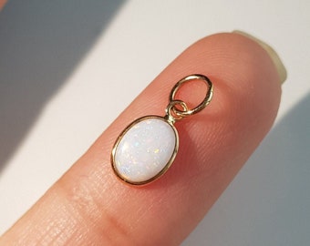 Australian opal 18k solid gold charm/Dainty handmade opal/Natural opal gold charm pendant/October birthstone/Made for gifting/Gift for her