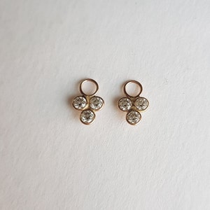 18k solid gold pair moissanite charm/Casual wear handmade small moissanite hoop earring charms/Bezel setting/April birthstone/Gift for her image 5