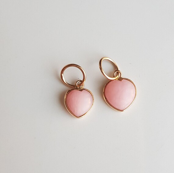 ピンクオパール18金チャーム/ハート型オパールの繊細なペンダント/普段