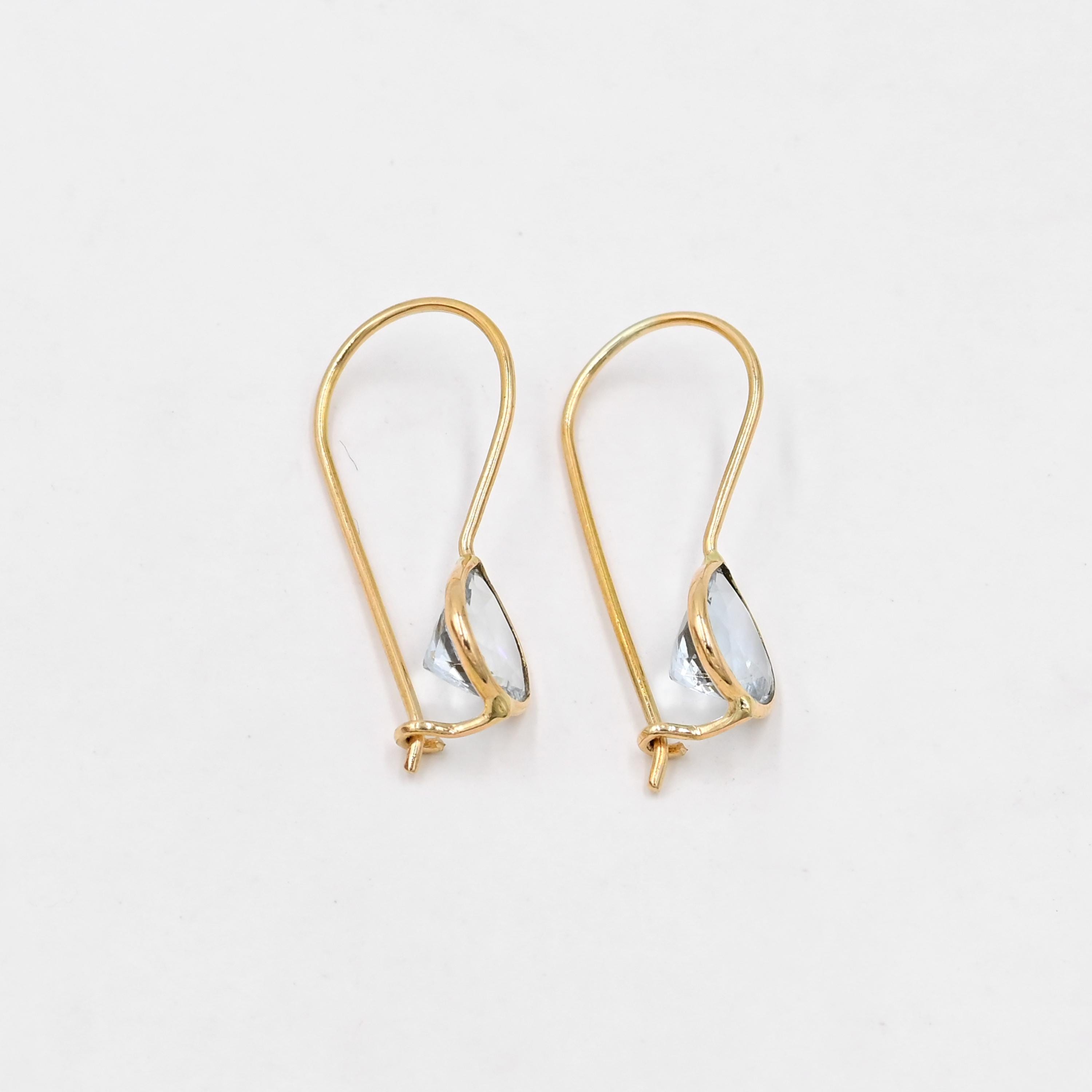 7mmハート型天然アクアマリンゴールドイヤリング／アクアマリン18K 