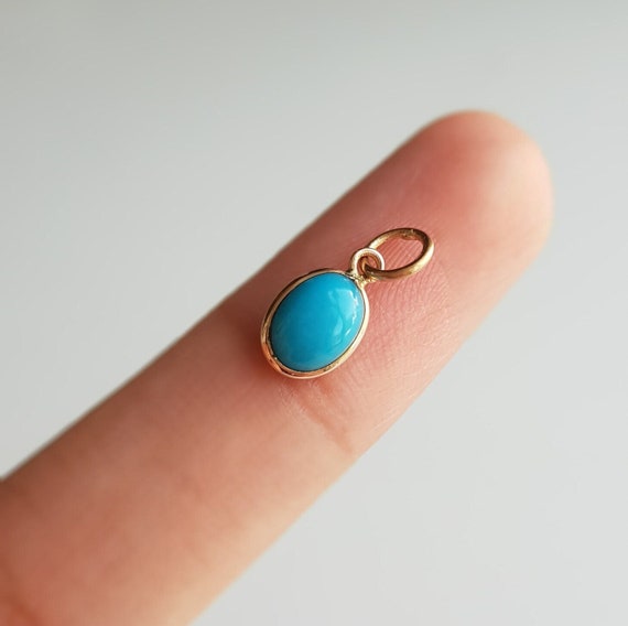Pendentif Ancien En Or Massif 18 Carats Et Turquoise - Forme Goutte - Occasion Collection