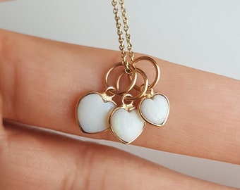 Natural Australian opal 18k solid gold charm/Dainty handmade heart shape opal pendant/Opal gold charm/October birthstone/Gift for her