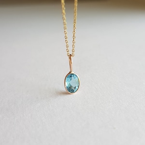 Swiss blue topaz 18k solid gold charm pendant/Emerald cut shape topaz handmade charm/Bracelet charm/November birthstone charm/Gift for her