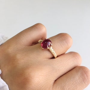 Natural Ruby 14K Solid Gold Ring/Ruby Ring For Women/Anniversary and Engagement Ring/Solitaire Ring/July Birthstone Ring/Gift For her