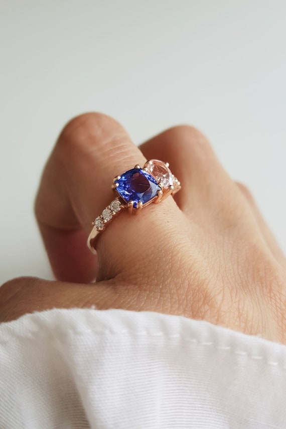 Morganite and tanzanite ring best sale