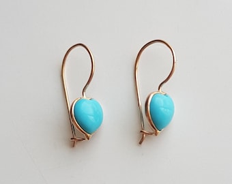 AA Turquoise 18k solid gold earring/Natural turquoise minimal gold dangle earrings/Dainty Handmade turquoise gold earrings/Made for gifting